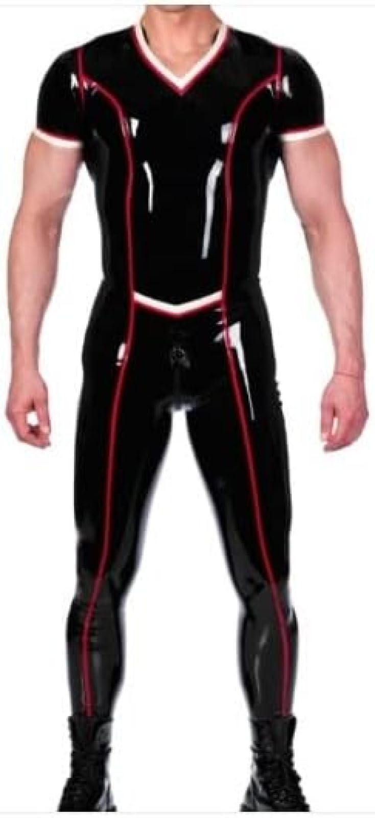 ラテックス製 赤 黒　炎模様 コスプレ衣装　ラバースーツ ラテックス製 赤 黒 炎模様 コスプレ衣装 ラバースーツ